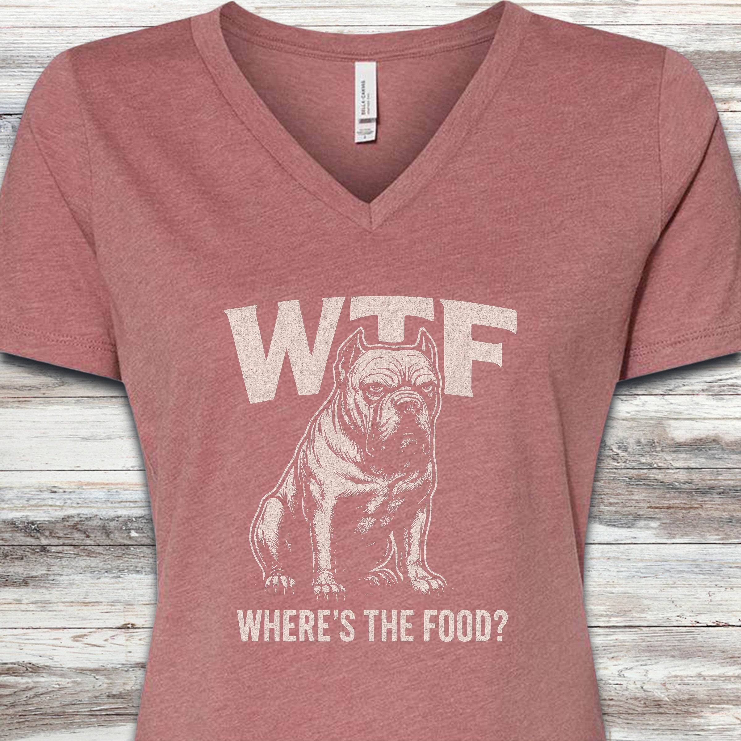 Cane Corso WTF V-Neck Tee - Heather Mauve