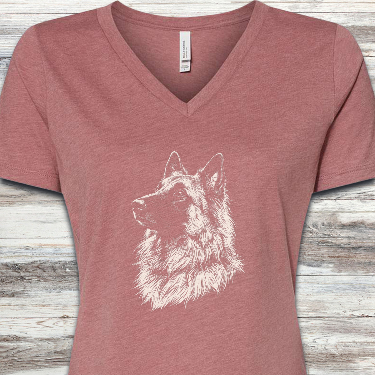 Belgian Tervuren Loyalty V-Neck Tee - Heather Mauve