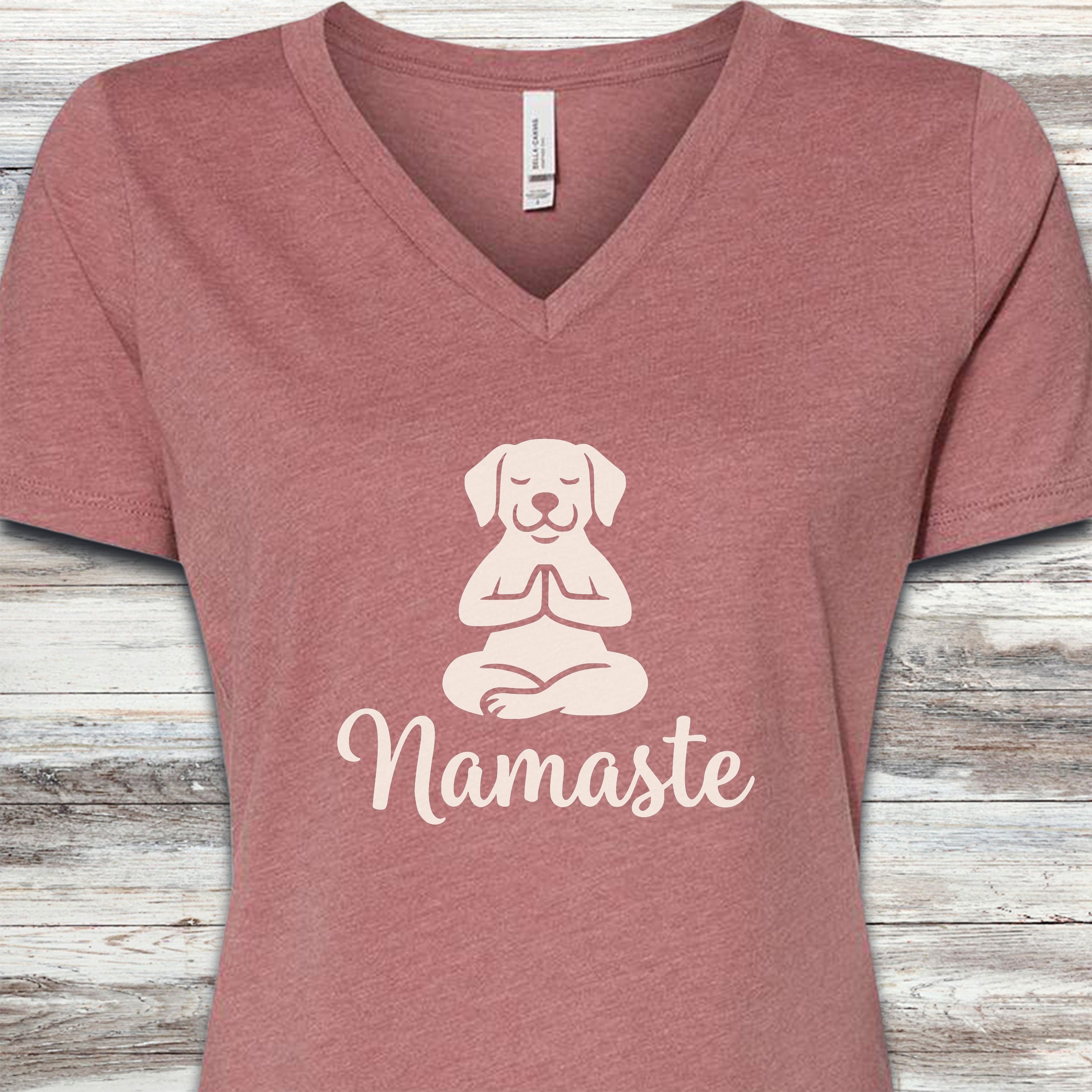 Namaste V-Neck Tee - Heather Mauve
