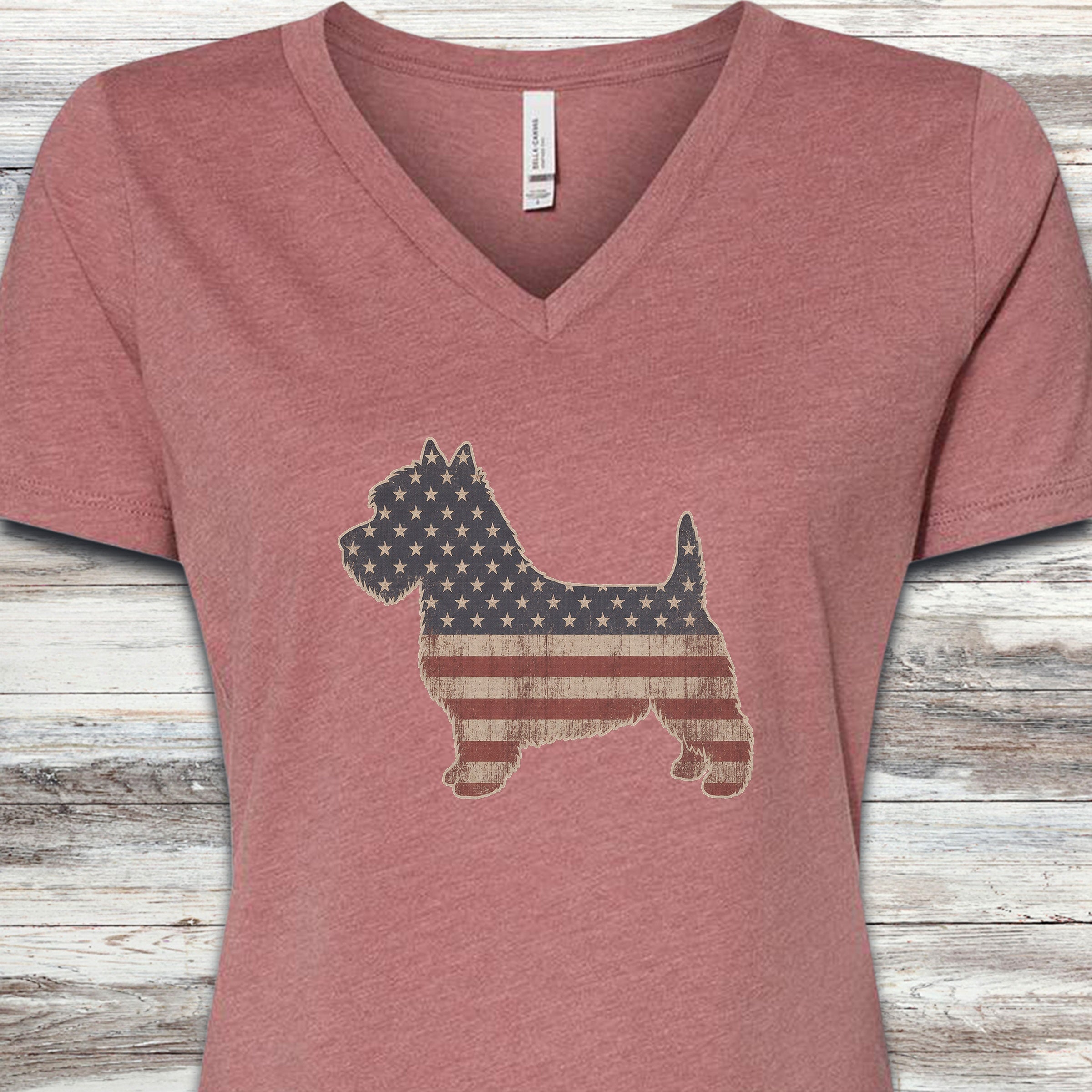 West Highland Vintage USA V-Neck Tee - Heather Mauve