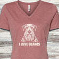 Cesky Terrier I Love Beards V-Neck Tee - Heather Mauve