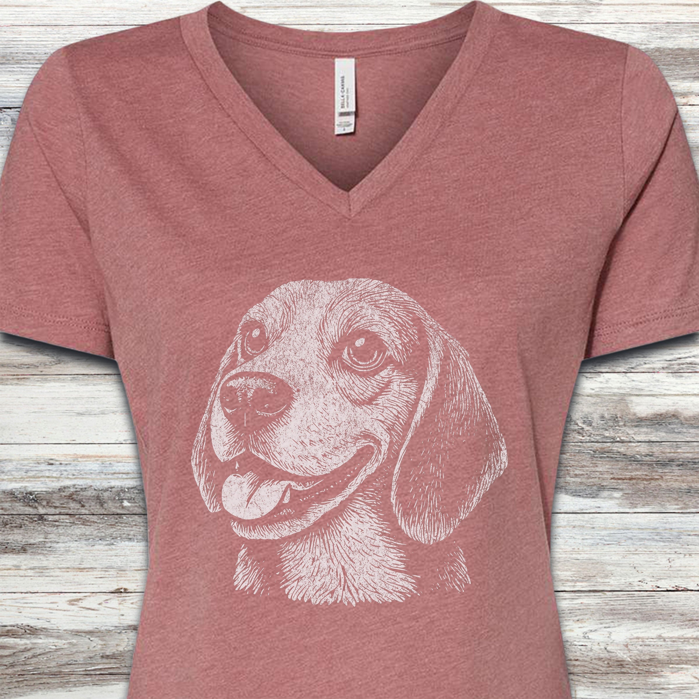 Beagle V-Neck Tee - Heather Mauve