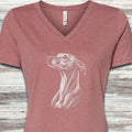 Whippet Loyalty V-Neck Tee - Heather Mauve