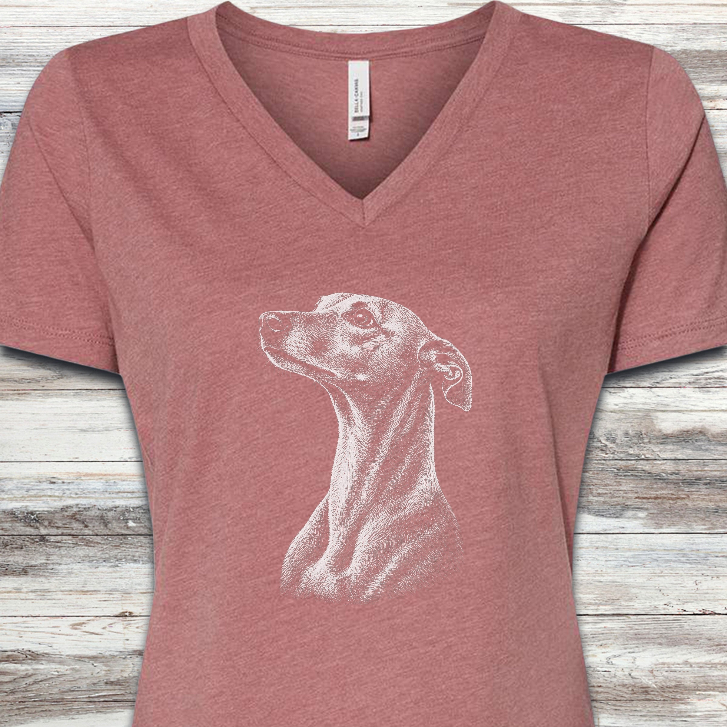 Whippet Loyalty V-Neck Tee - Heather Mauve