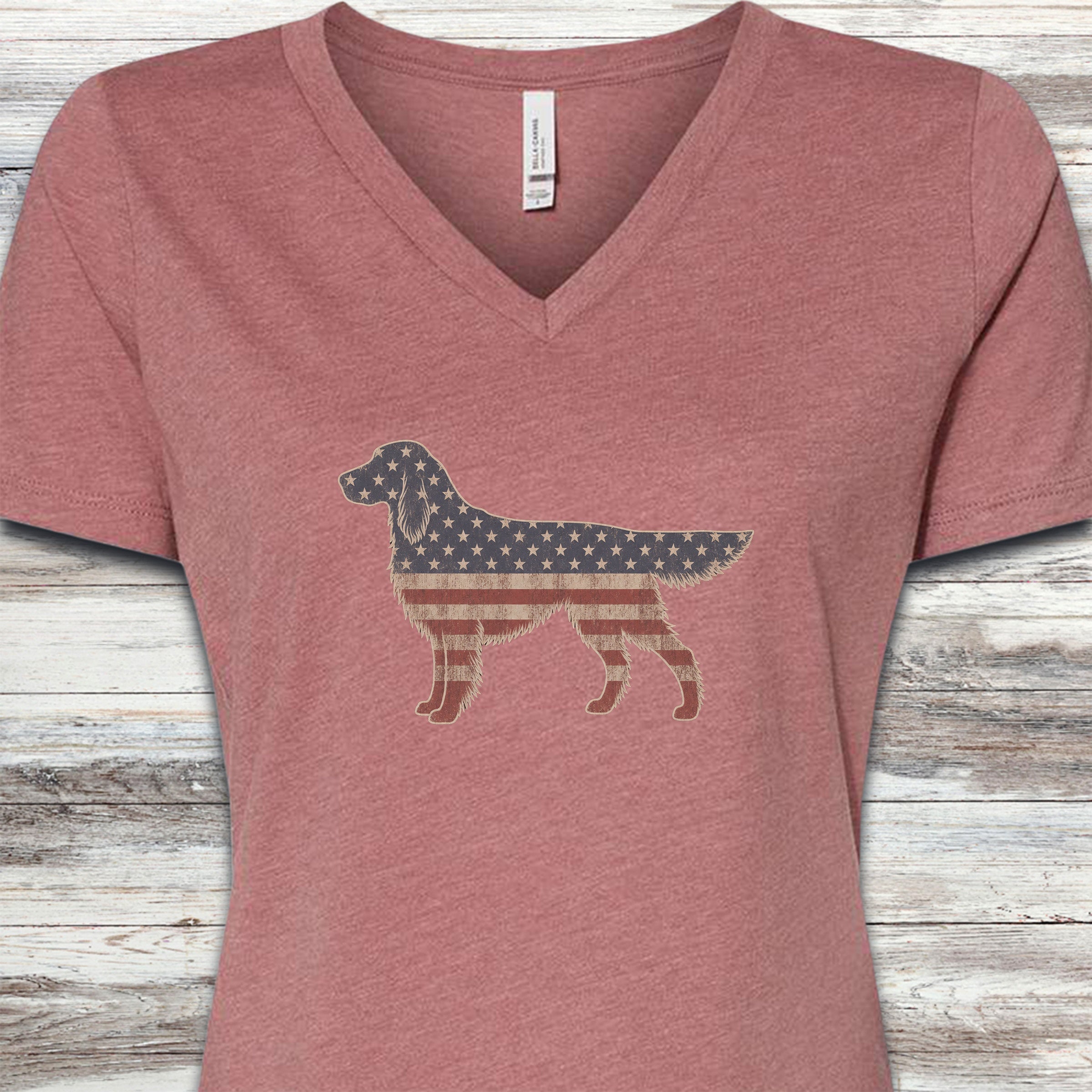 English Setter Vintage USA V-Neck Tee - Heather Mauve
