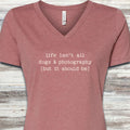 Dogs & Photography V-Neck Tee - Heather Mauve