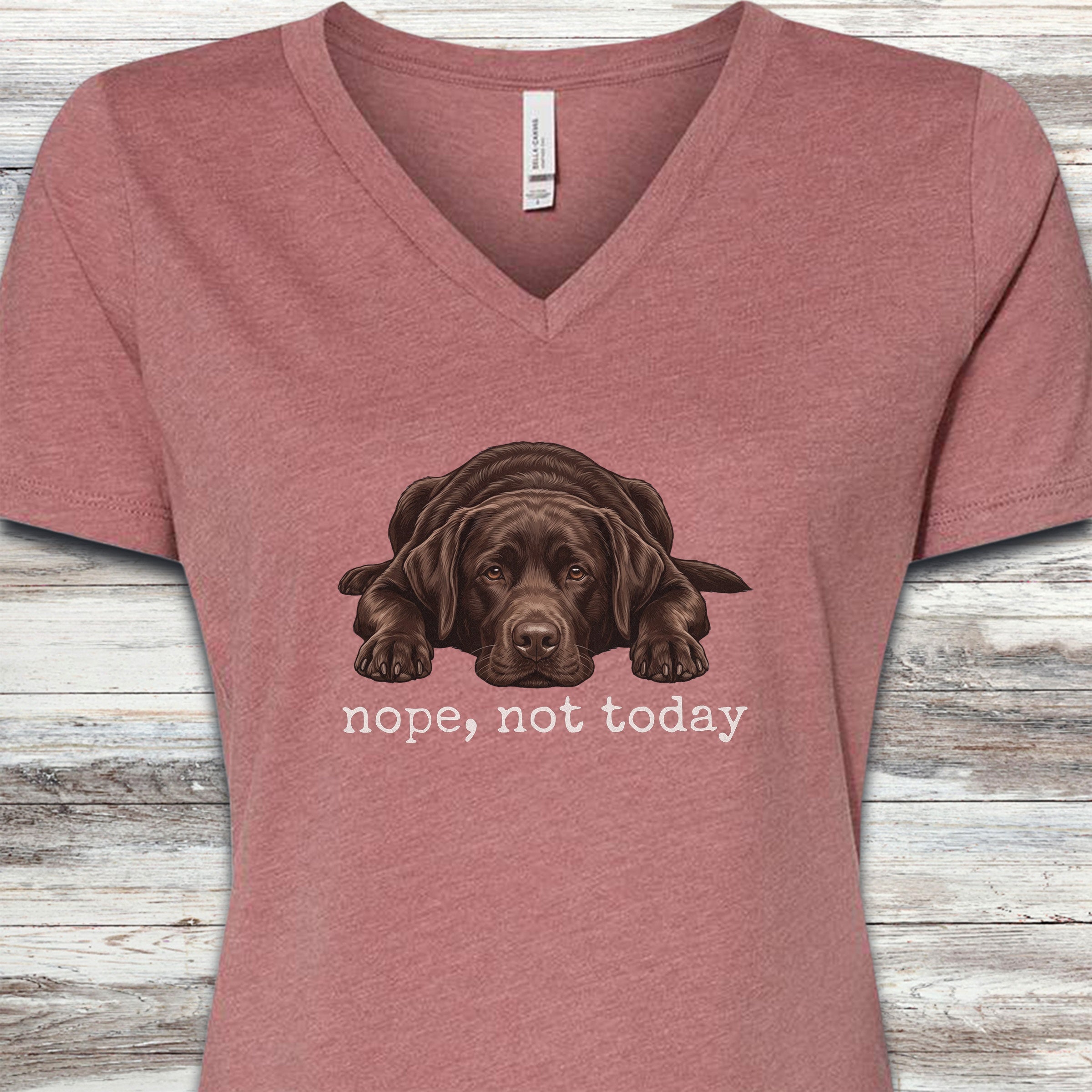 Labrador Retriever Chocolate Nope V-Neck Tee - Heather Mauve