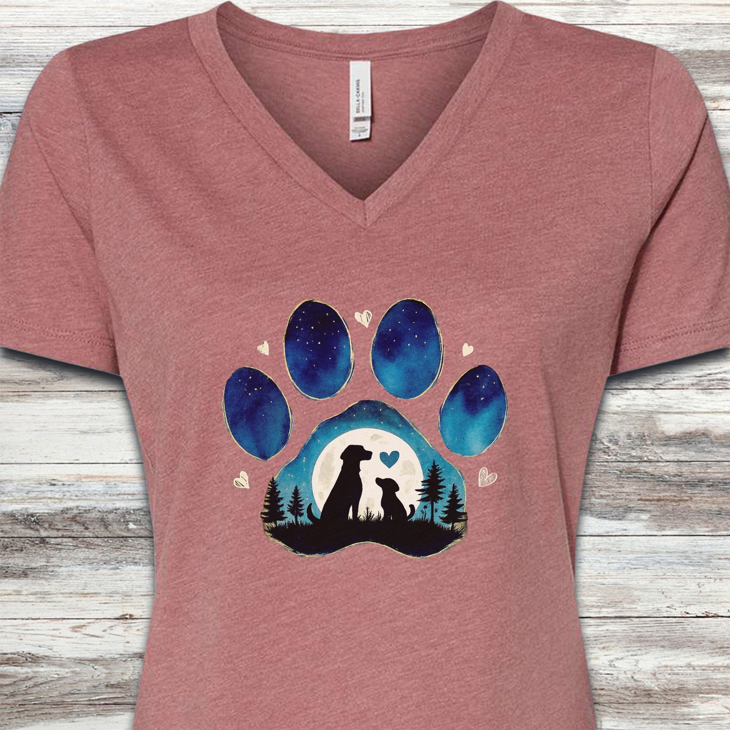 Love You to the Moon V-Neck Tee - Heather Mauve