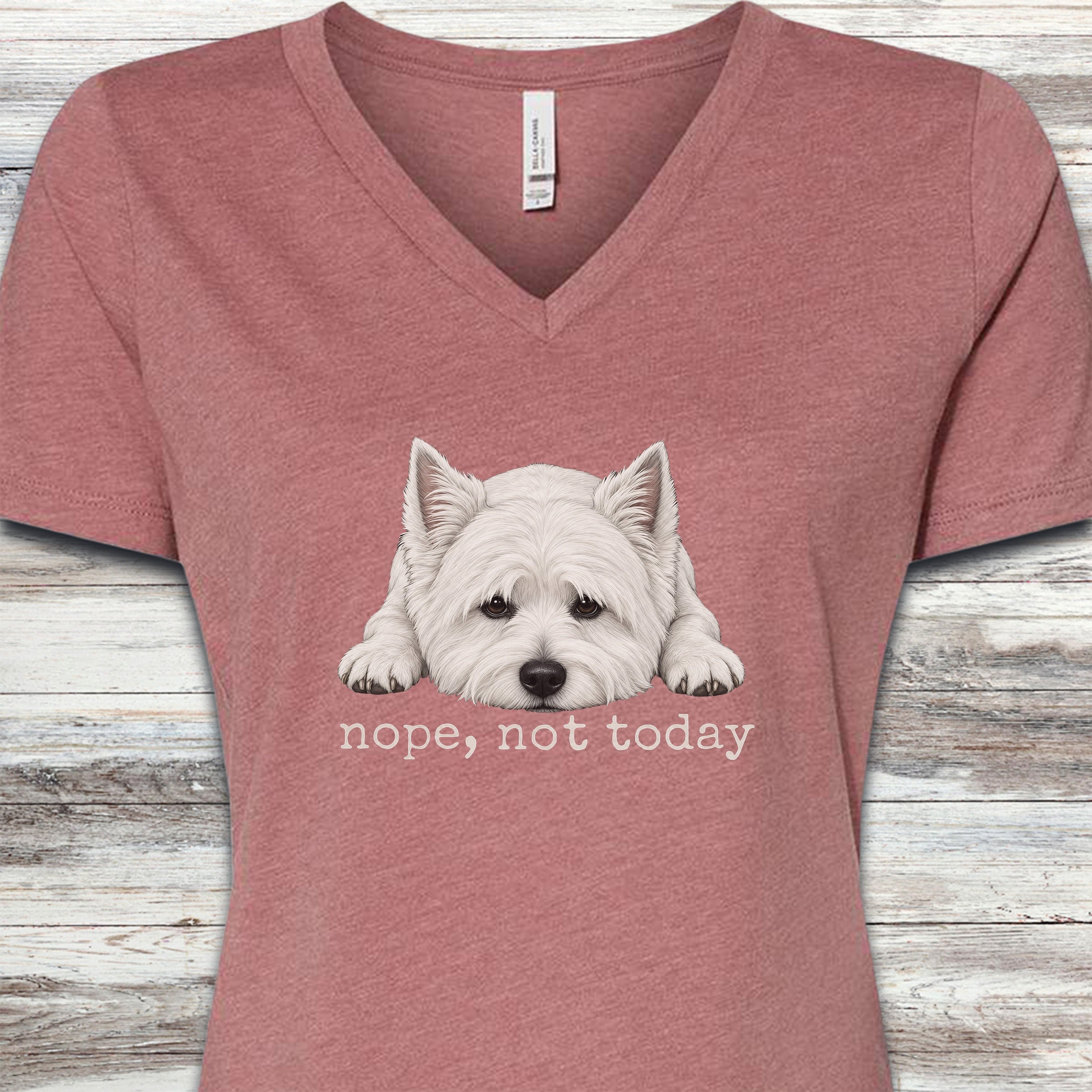 West Highland Nope V-Neck Tee - Heather Mauve