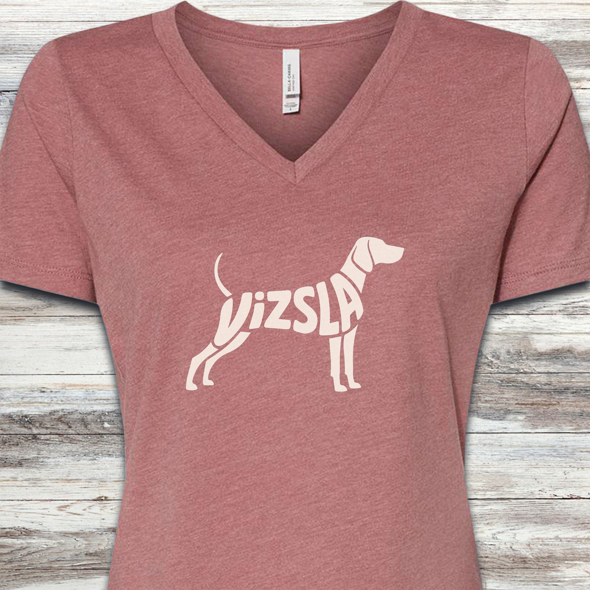 Vizsla V-Neck Tee - Heather Mauve