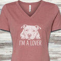 Pit Bull Lover V-Neck Tee - Heather Mauve