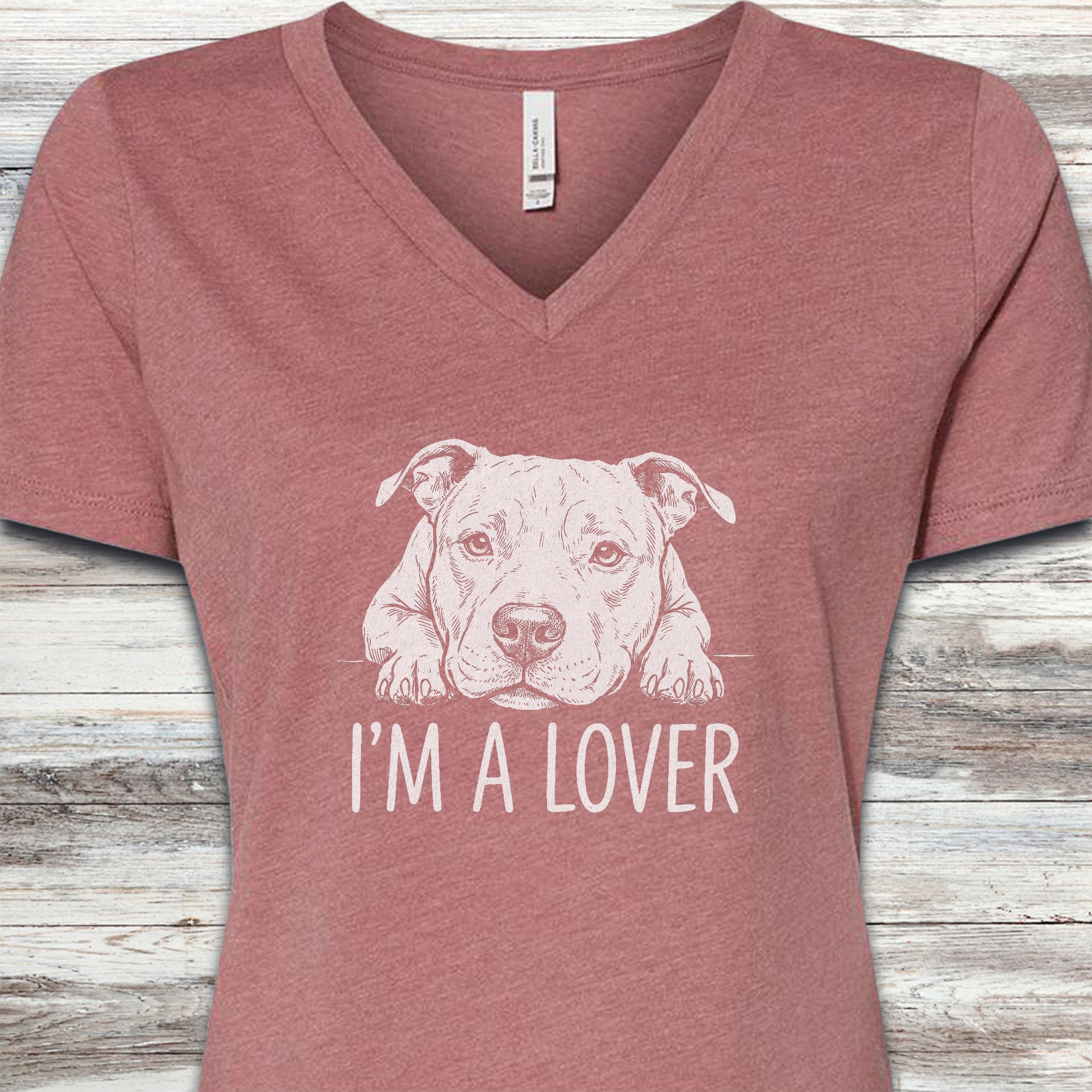 Pit Bull Lover V-Neck Tee - Heather Mauve