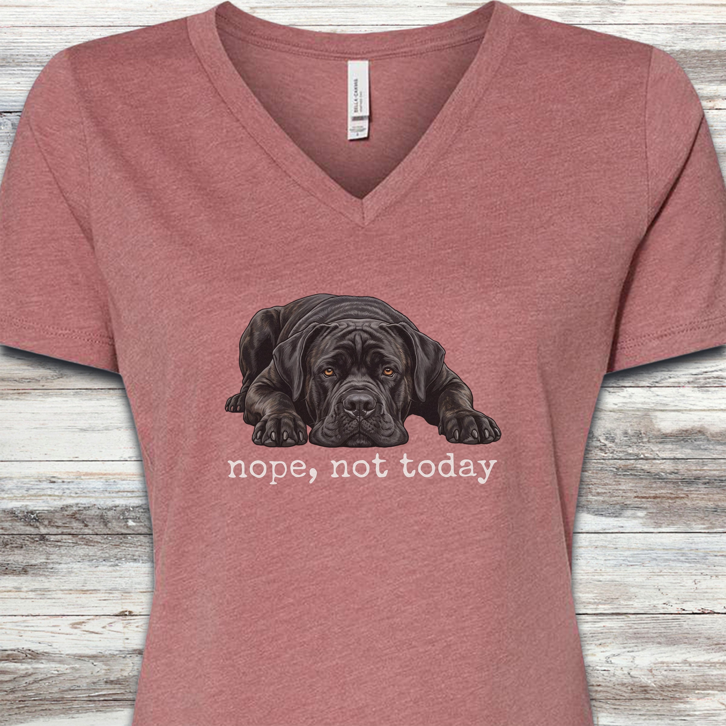 Cane Corso Nope V-Neck Tee - Heather Mauve
