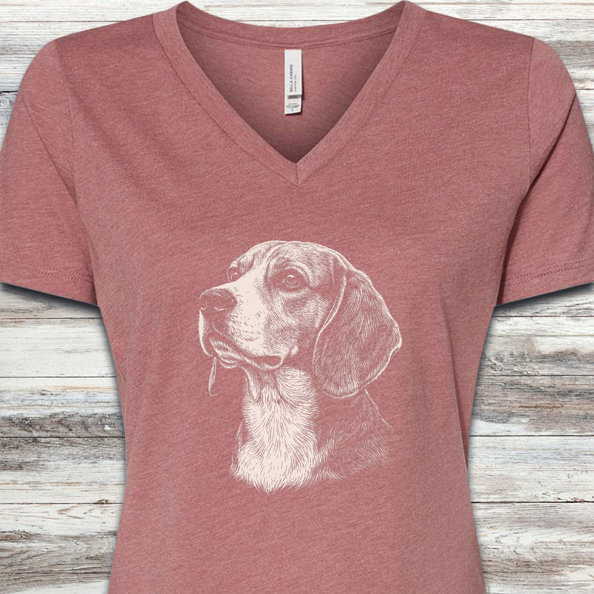 Beagle Loyalty V-Neck Tee - Heather Mauve