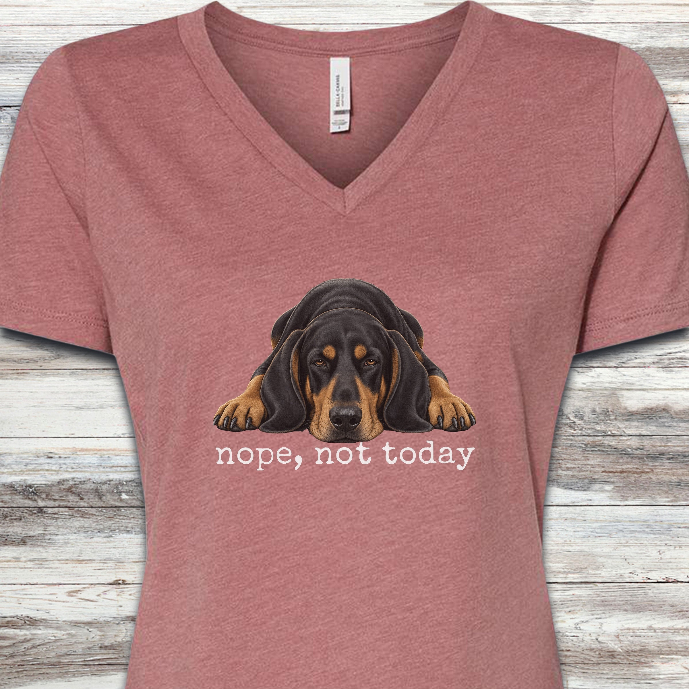 Coonhound Nope V-Neck Tee - Heather Mauve