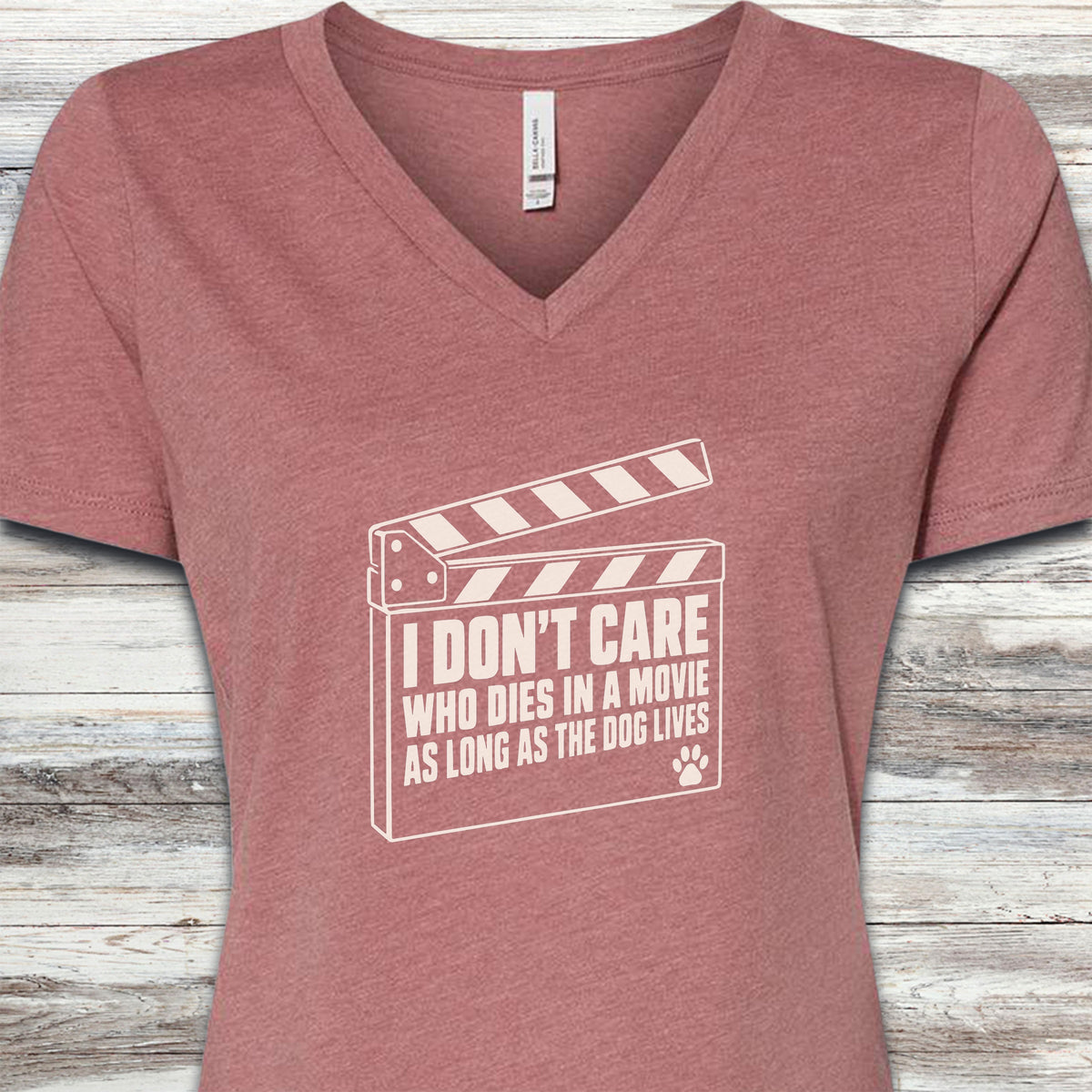 The Dog Lives V-Neck Tee - Heather Mauve