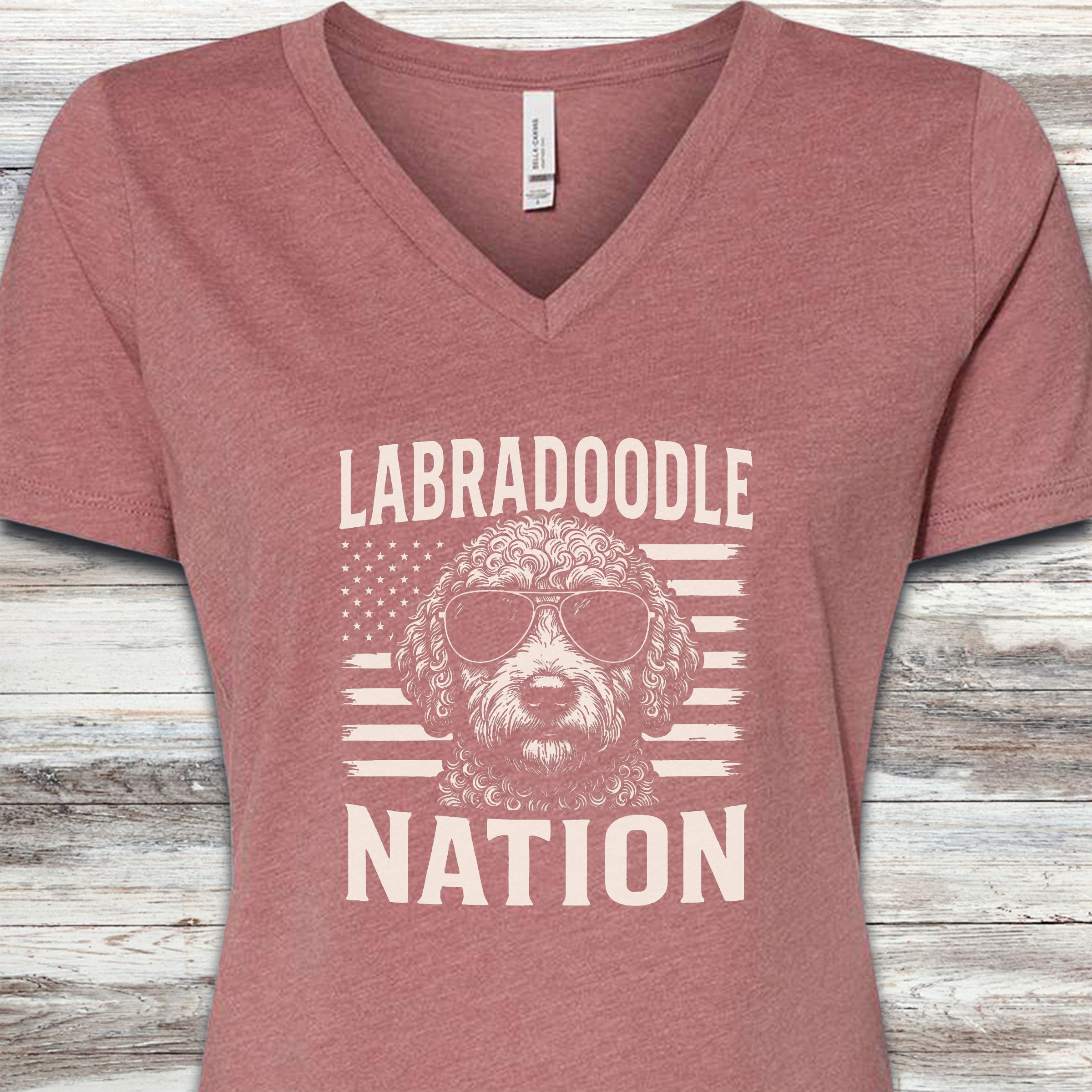 Labradoodle Nation V-Neck Tee - Heather Mauve