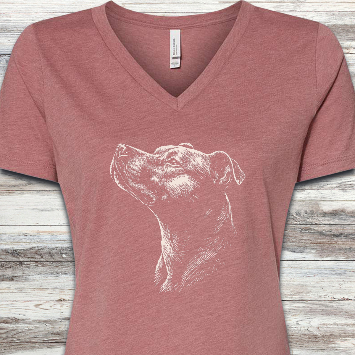 Pit Bull Loyalty V-Neck Tee - Heather Mauve