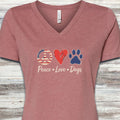 Peace Love Dogs USA V-Neck Tee - Heather Mauve