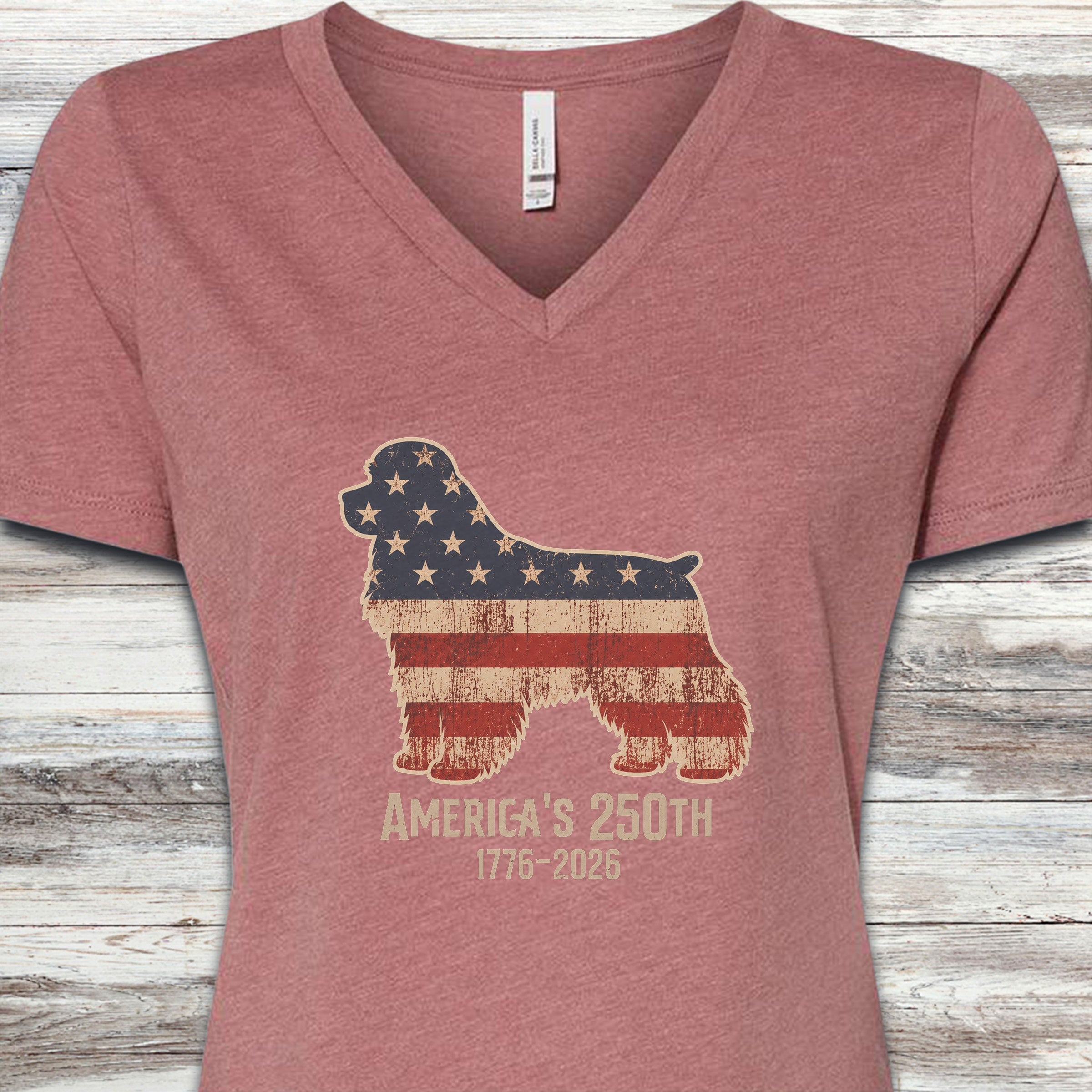 Cocker Spaniel 250 V-Neck Tee - Heather Mauve