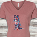 Shetland Sheepdog American Grafitti V-Neck Tee - Heather Mauve