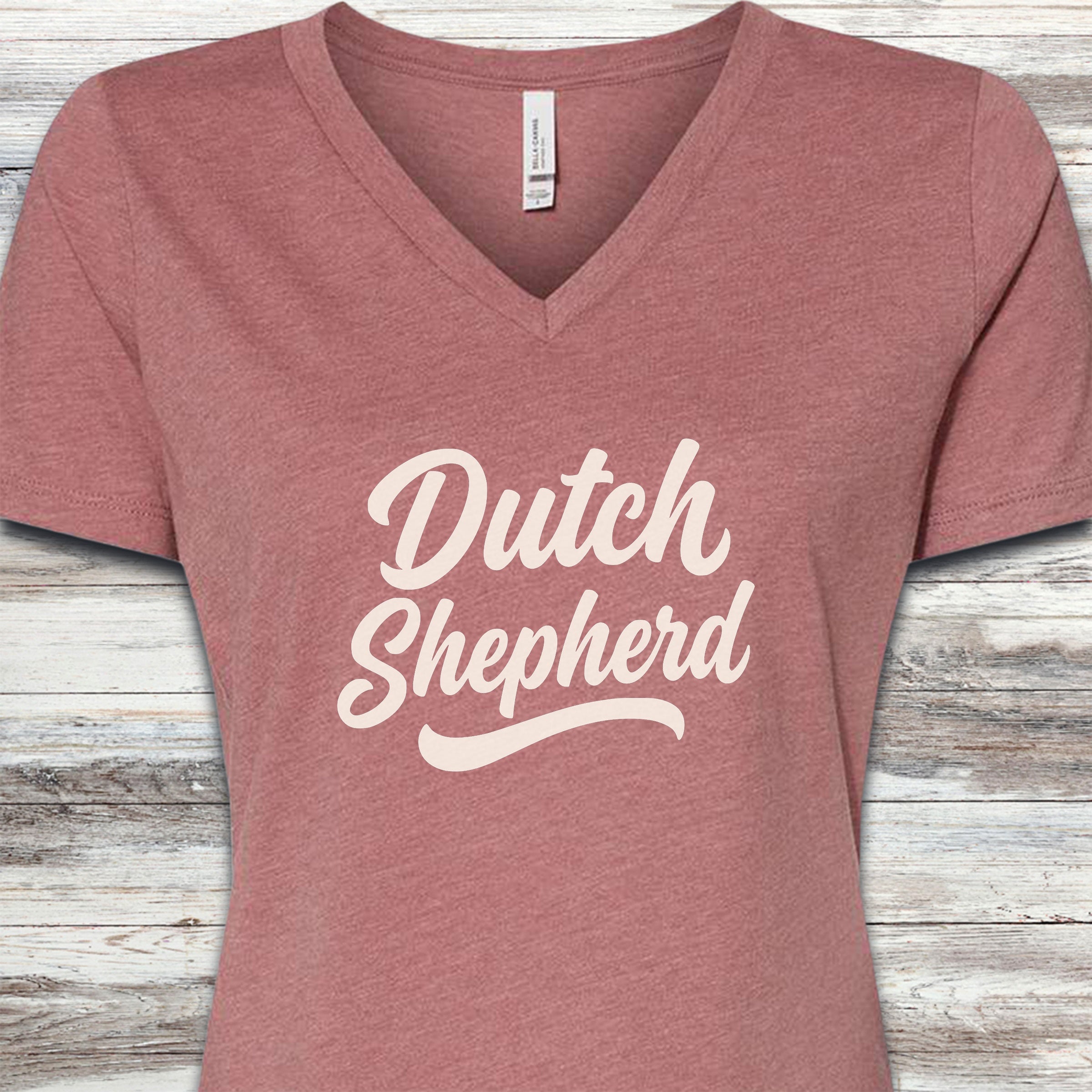 Dutch Shepherd Team V-Neck Tee - Heather Mauve