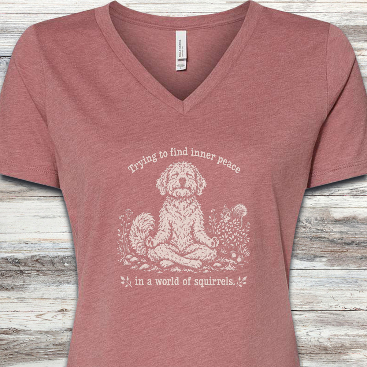 Goldendoodle Inner Peace V-Neck Tee - Heather Mauve