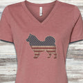 Alaskan Malamute Vintage USA V-Neck Tee - Heather Mauve