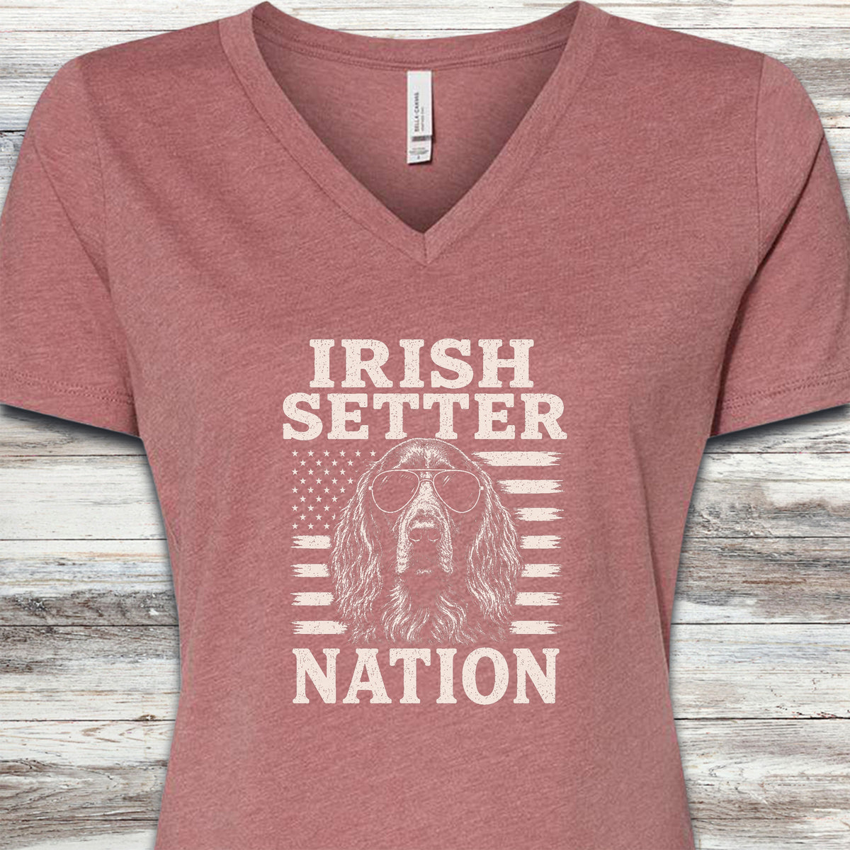 Irish Setter Nation V-Neck Tee - Heather Mauve