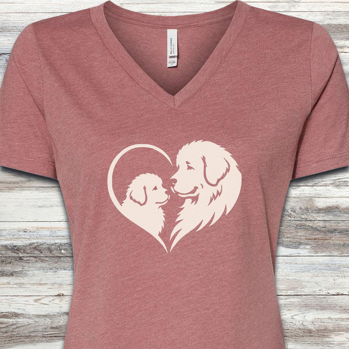 Newfoundland Heart Bond V-Neck Tee - Heather Mauve