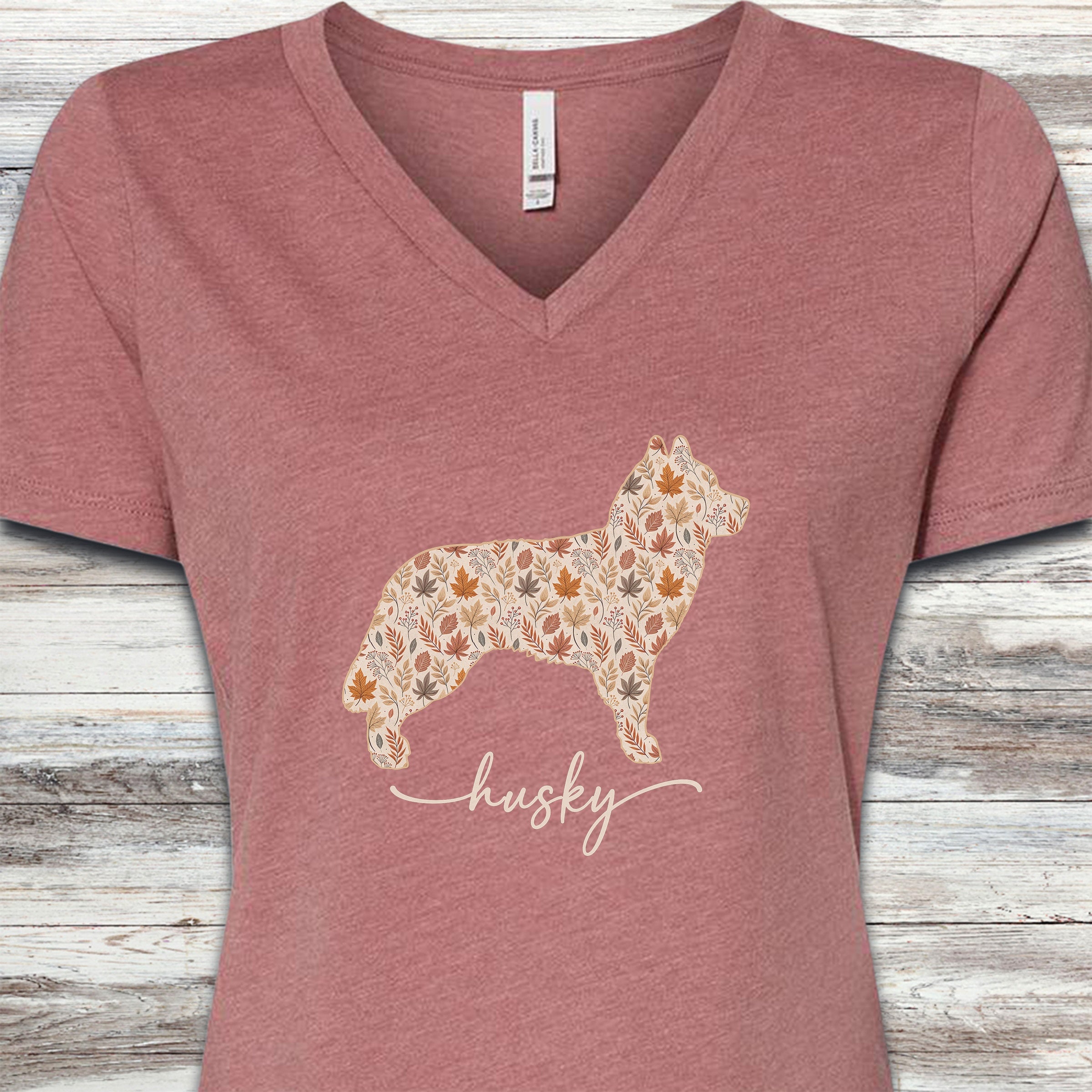Husky Fall V-Neck Tee - Heather Mauve