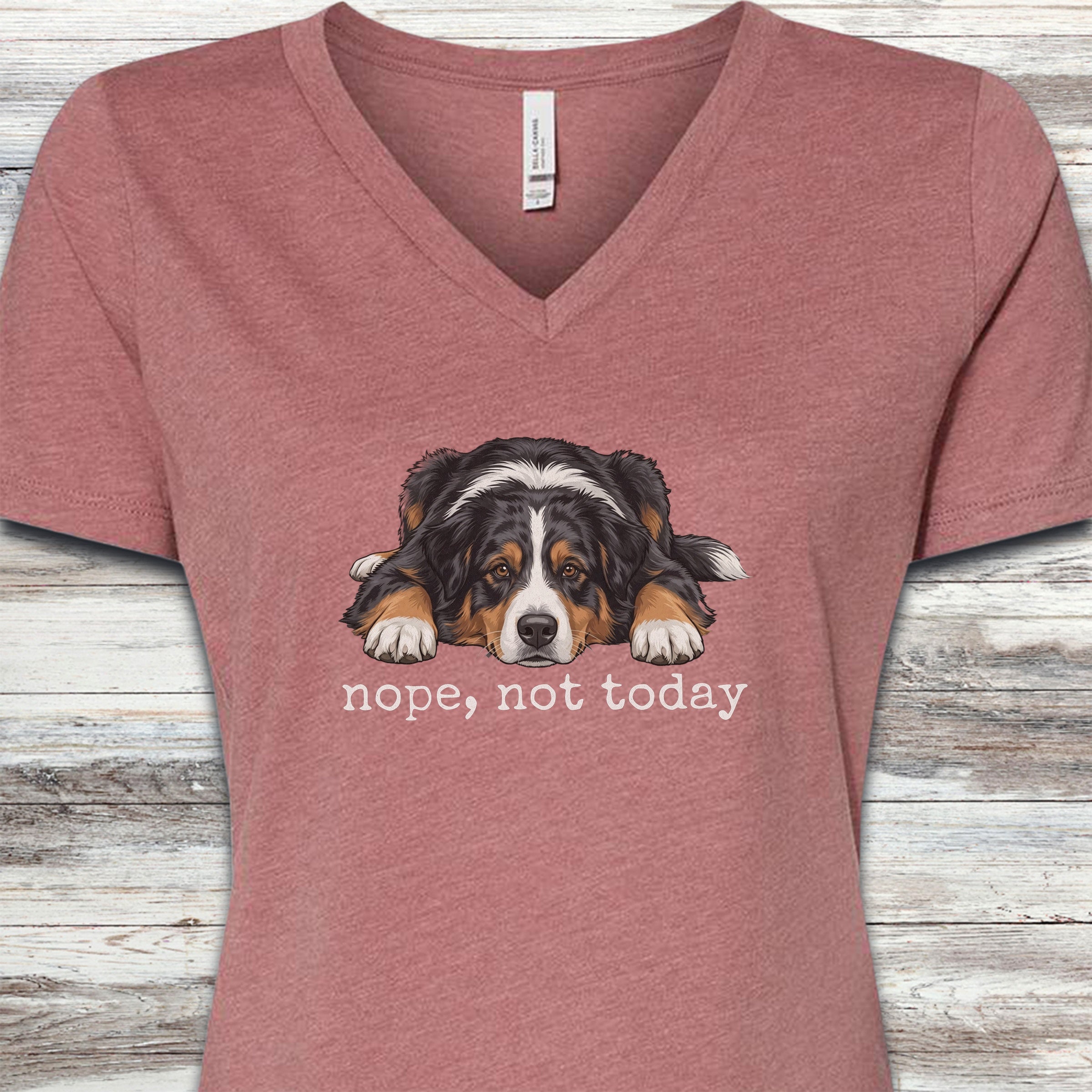 Australian Shepherd Tri Nope V-Neck Tee - Heather Mauve