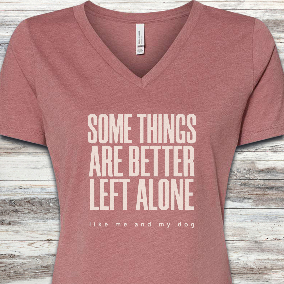 Dog Introvert V-Neck Tee - Heather Mauve