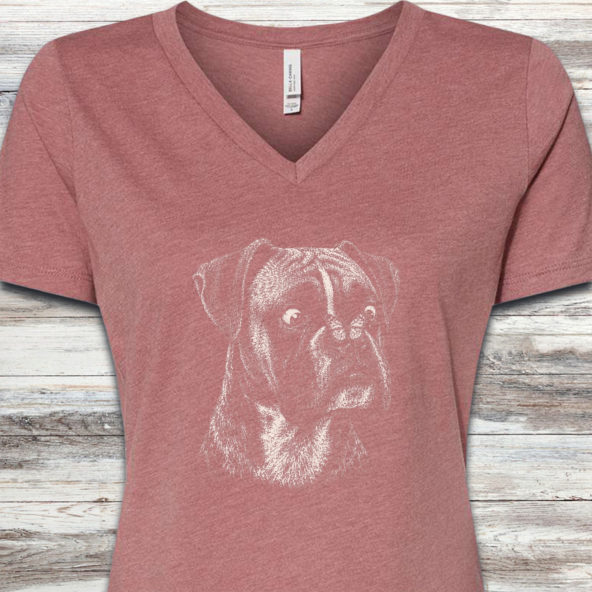 Boxer Butterfly V-Neck Tee - Heather Mauve