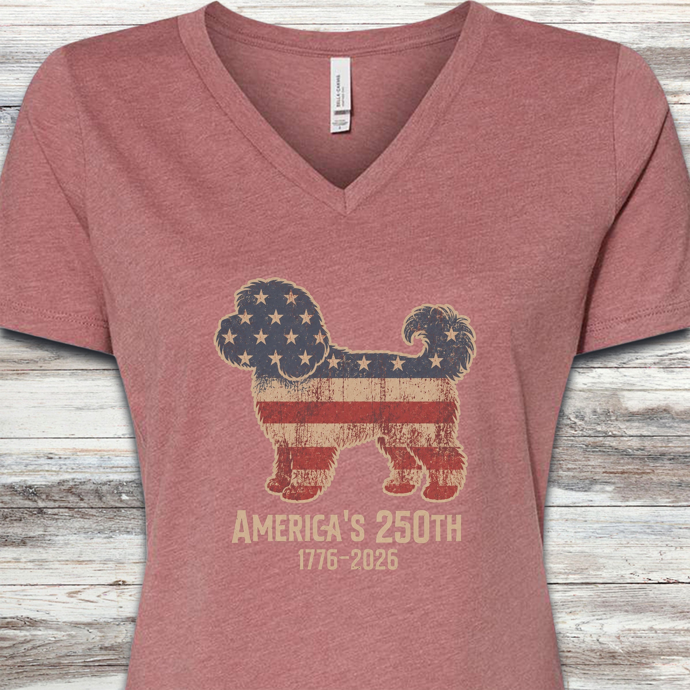 Cavapoo 250 V-Neck Tee - Heather Mauve