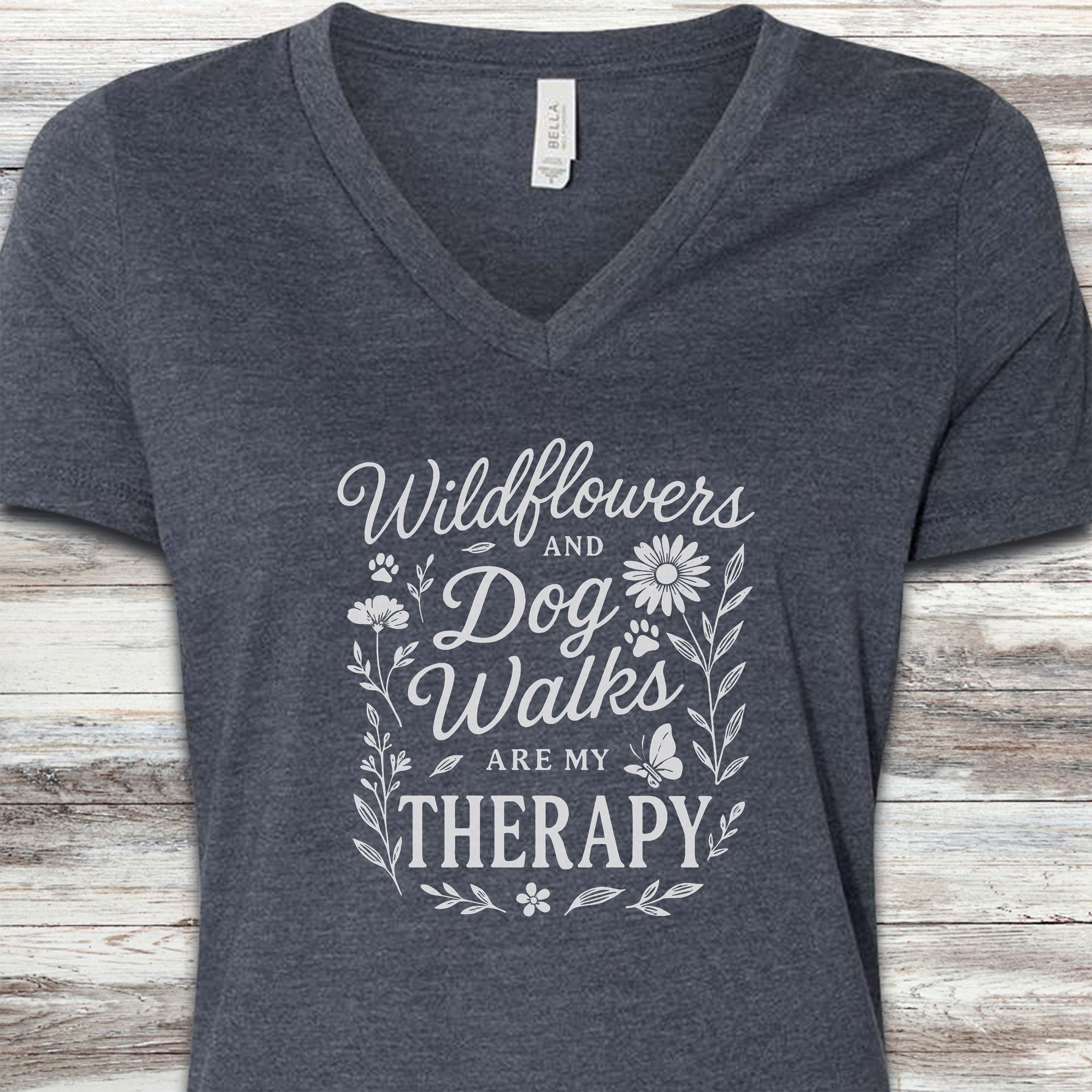 Wildflowers V-Neck Tee - Heather Navy