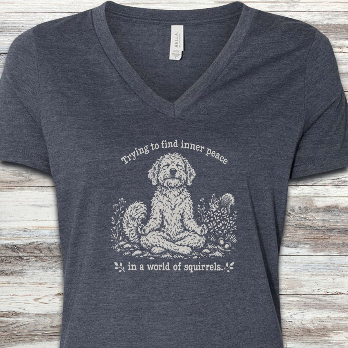 Goldendoodle Inner Peace V-Neck Tee - Heather Navy