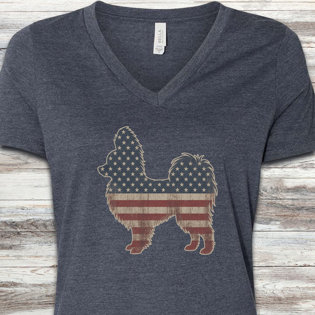 Papillon Vintage USA V-Neck Tee - Heather Navy