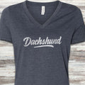 Dachshund Team V-Neck Tee - Heather Navy