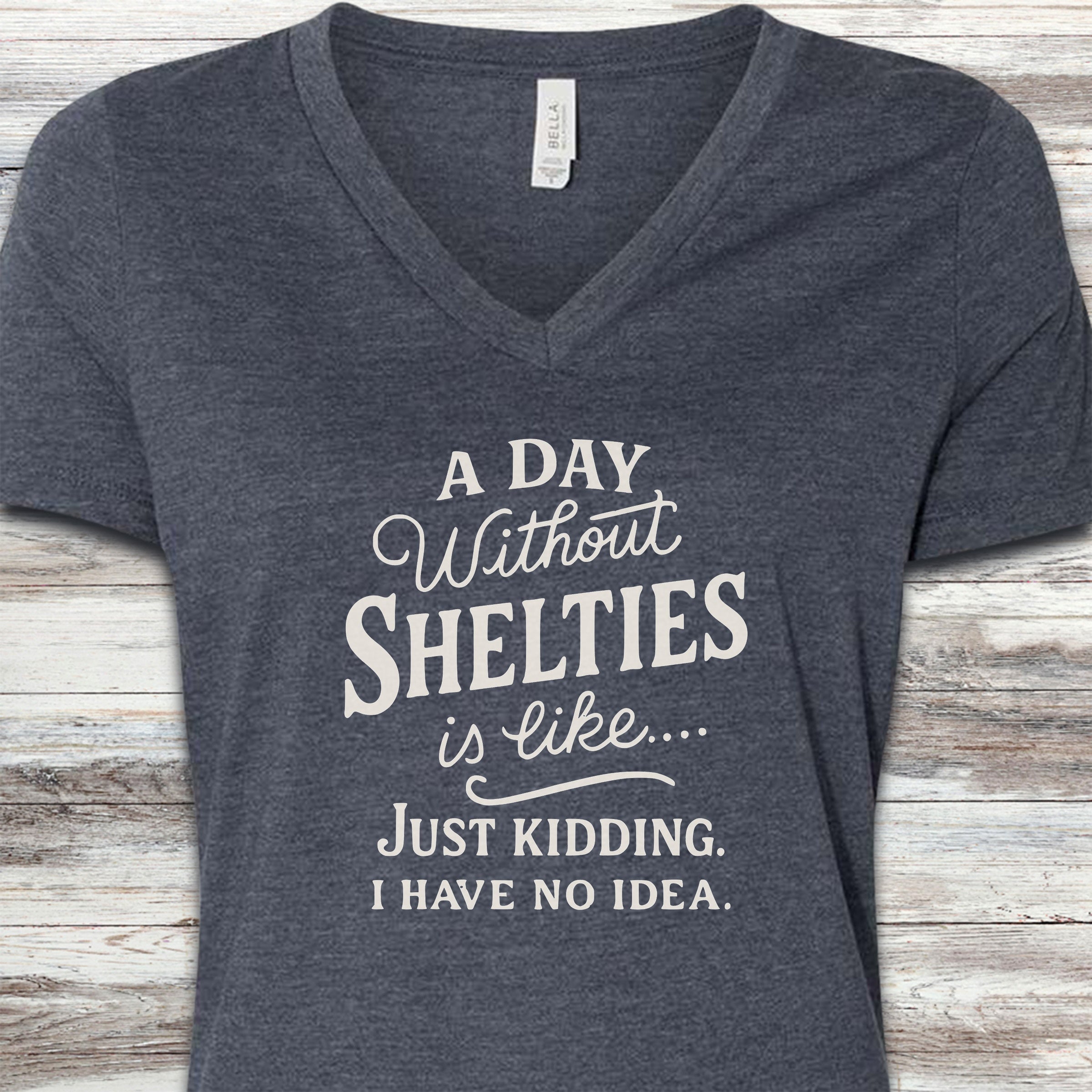 Shetland Sheepdog Days V-Neck Tee - Heather Navy