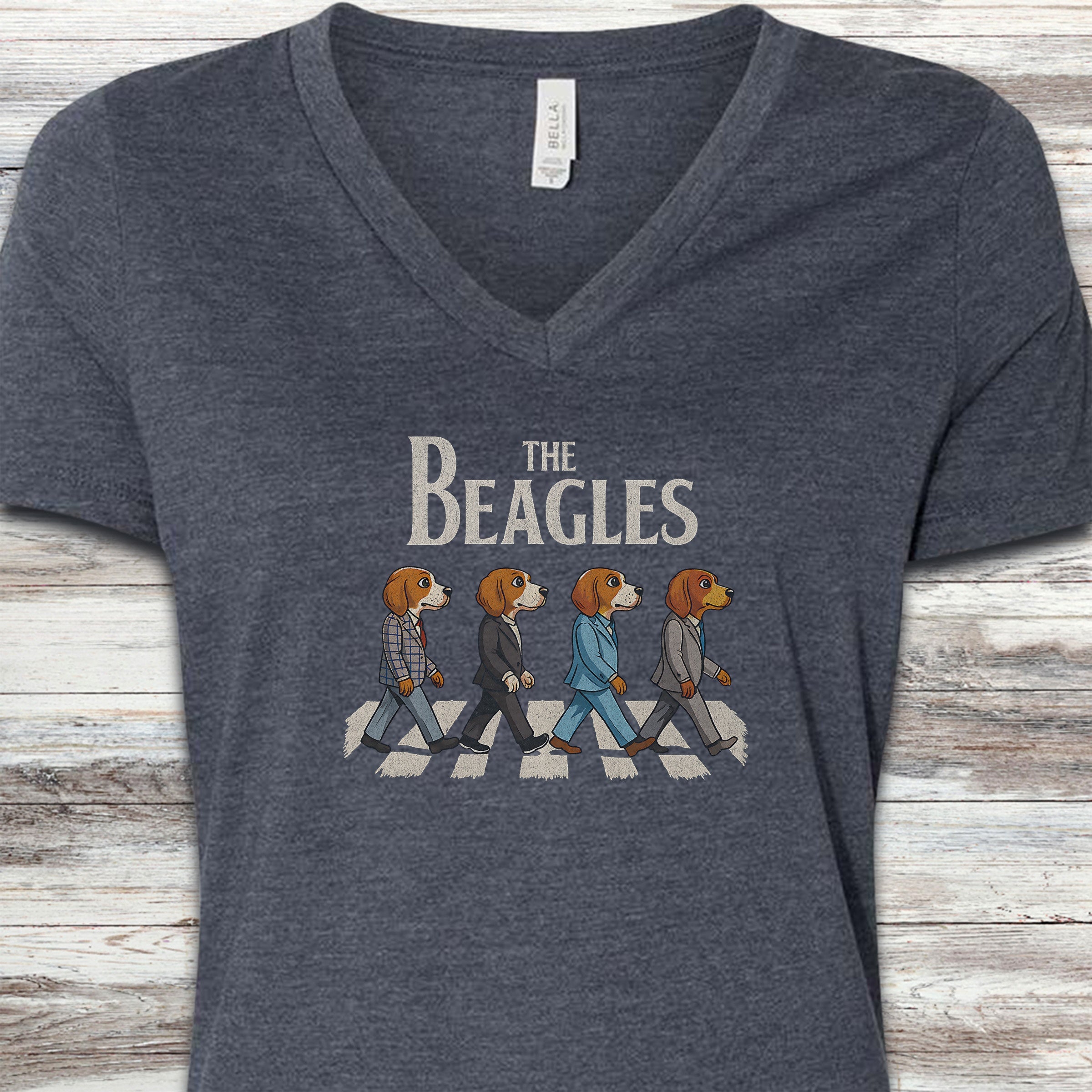 The Beagles V-Neck Tee - Heather Navy
