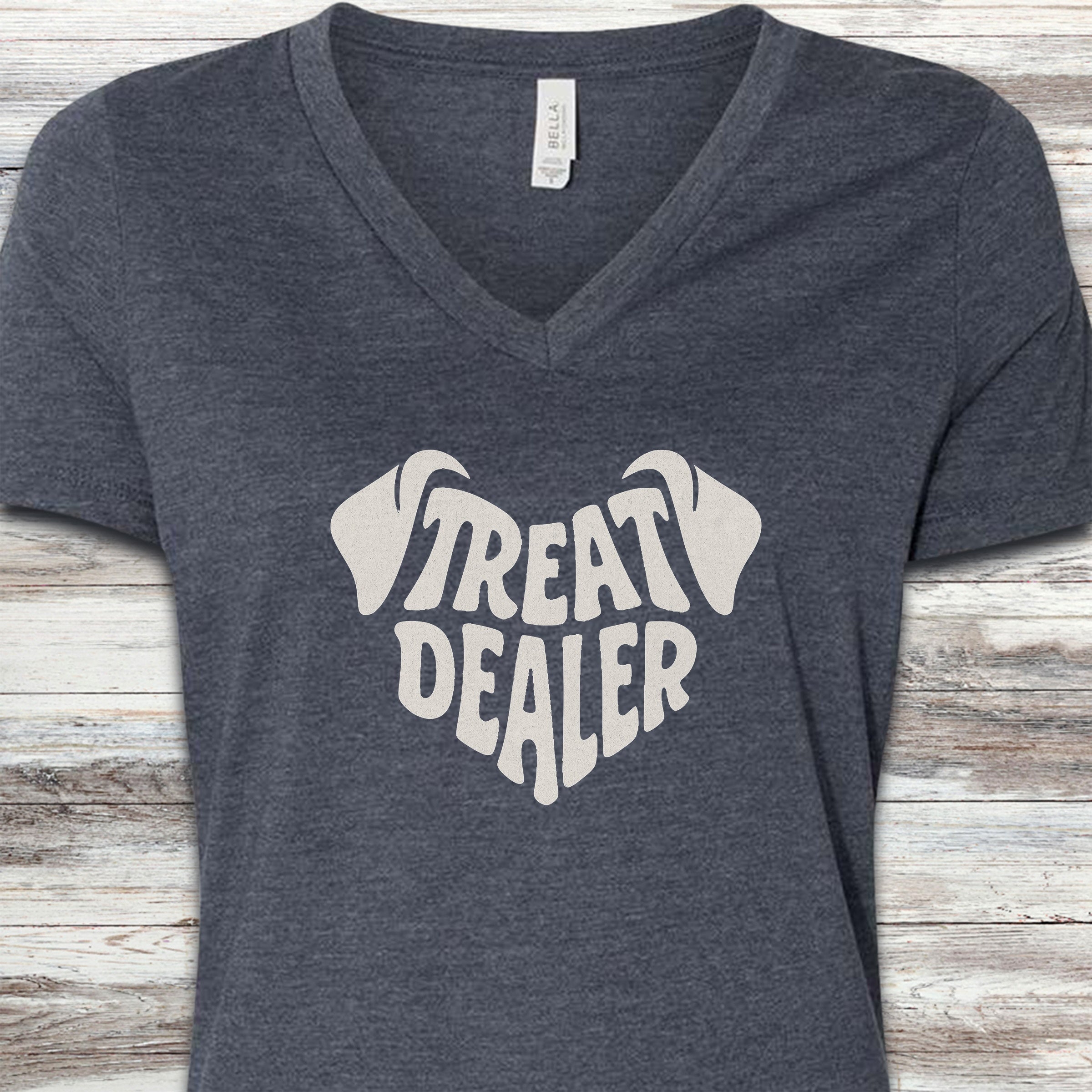 Treat Dealer Ears V-Neck Tee - Heather Navy