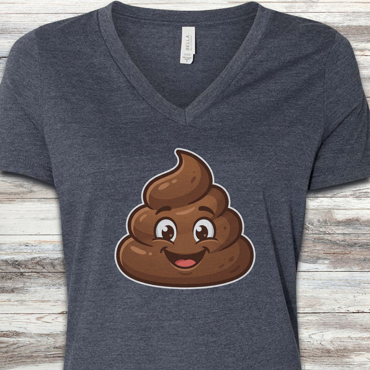 Dog Poop V-Neck Tee - Heather Navy