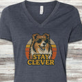 Shetland Sheepdog Clever V-Neck Tee - Heather Navy