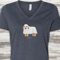 Goldendoodle Boo V-Neck Tee - Heather Navy