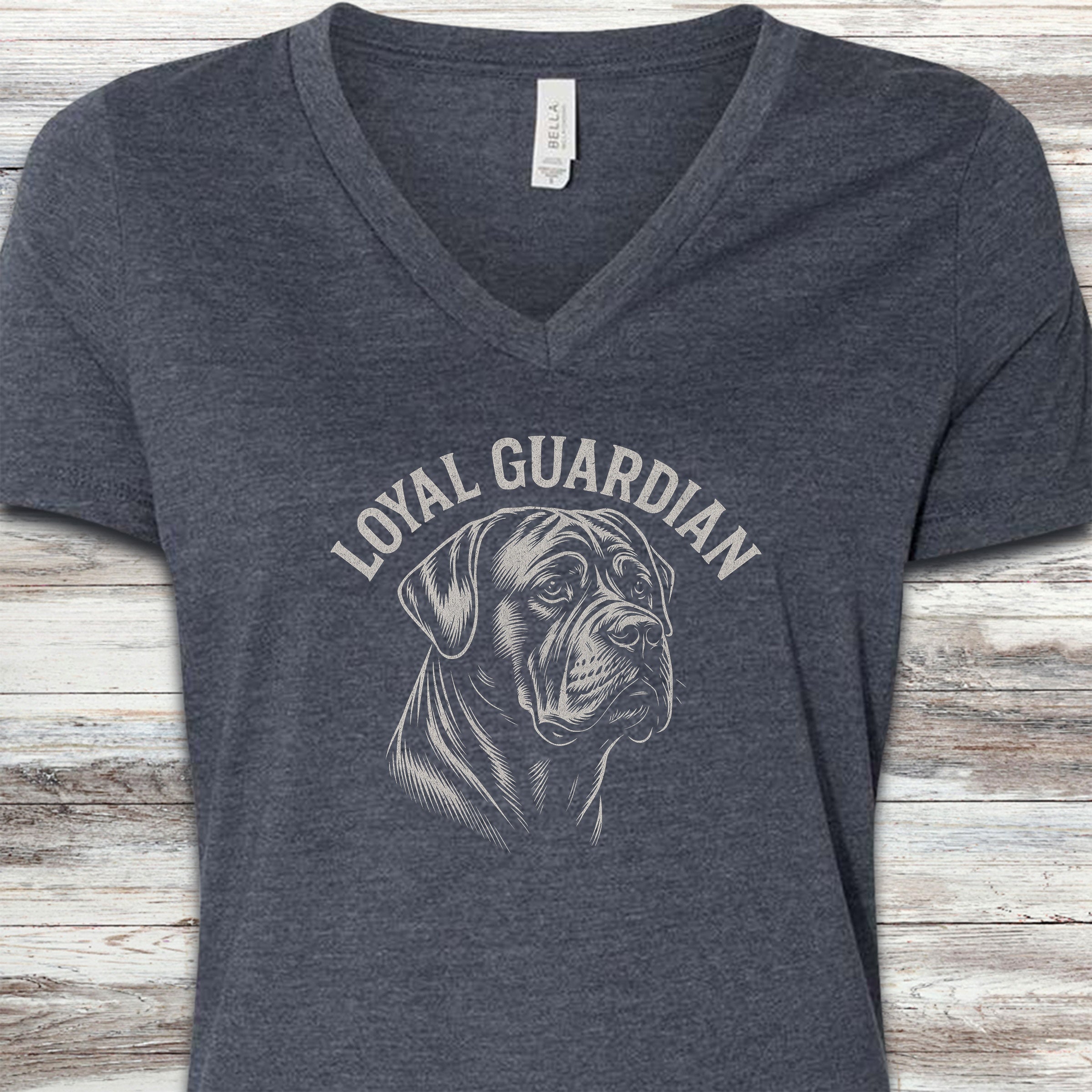 Cane Corso Natural Loyal Guardian V-Neck Tee - Heather Navy