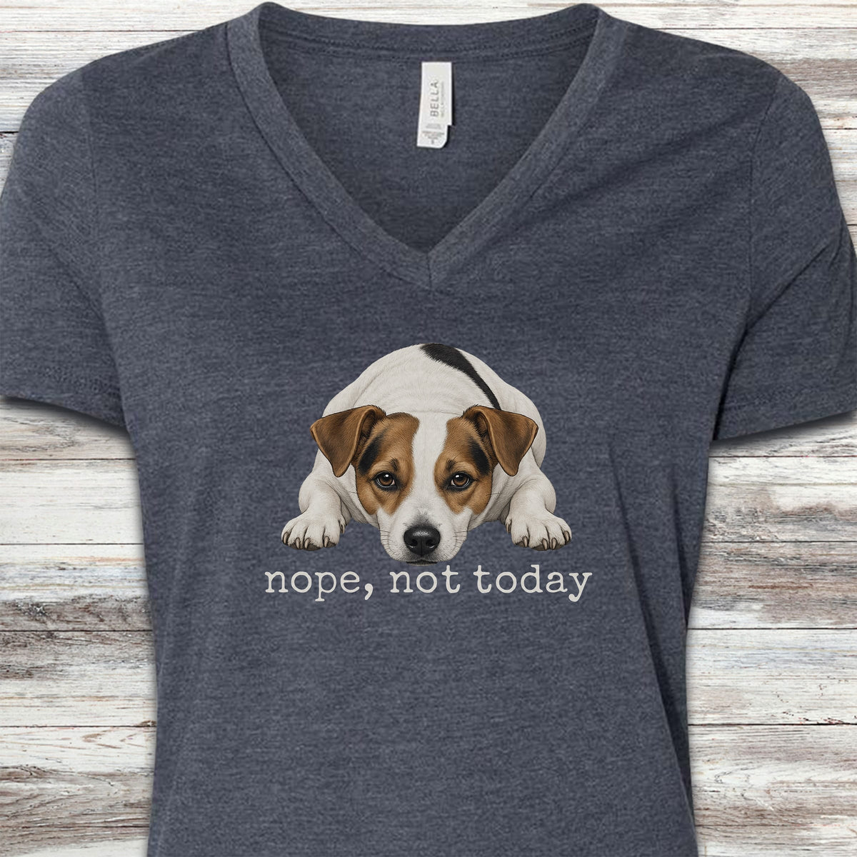 Jack Russell Nope V-Neck Tee - Heather Navy