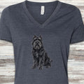 Bouvier Cropped Watercolor V-Neck Tee - Heather Navy