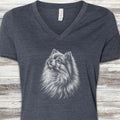 Pomeranian Loyalty V-Neck Tee - Heather Navy