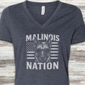 Belgian Malinois Nation V-Neck Tee - Heather Navy
